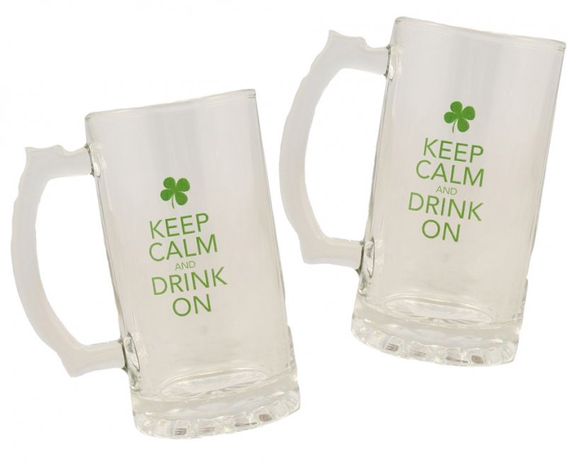 Reduziert! - Zwei Biergläser mit Henkel (Tankard) - im Doppelpack! Keep calm and drink on